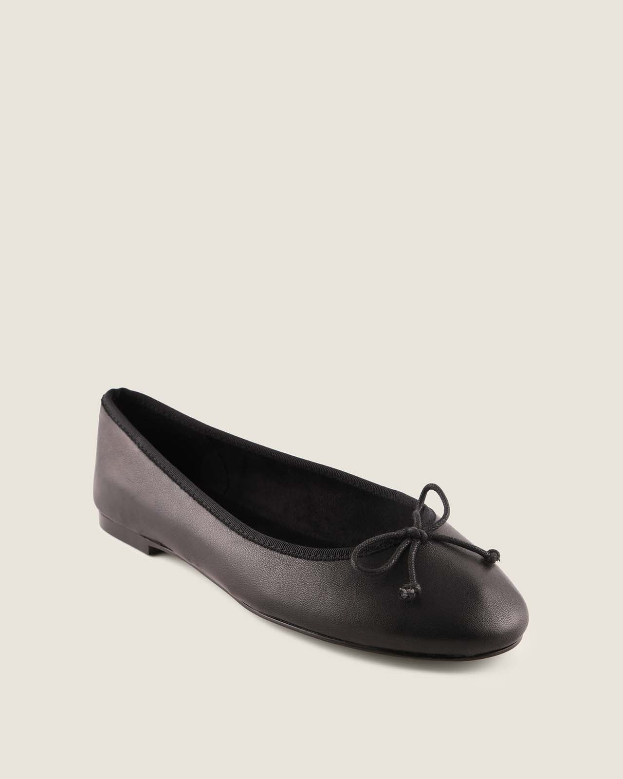 POET BALLET FLATS BLACK LEATHER