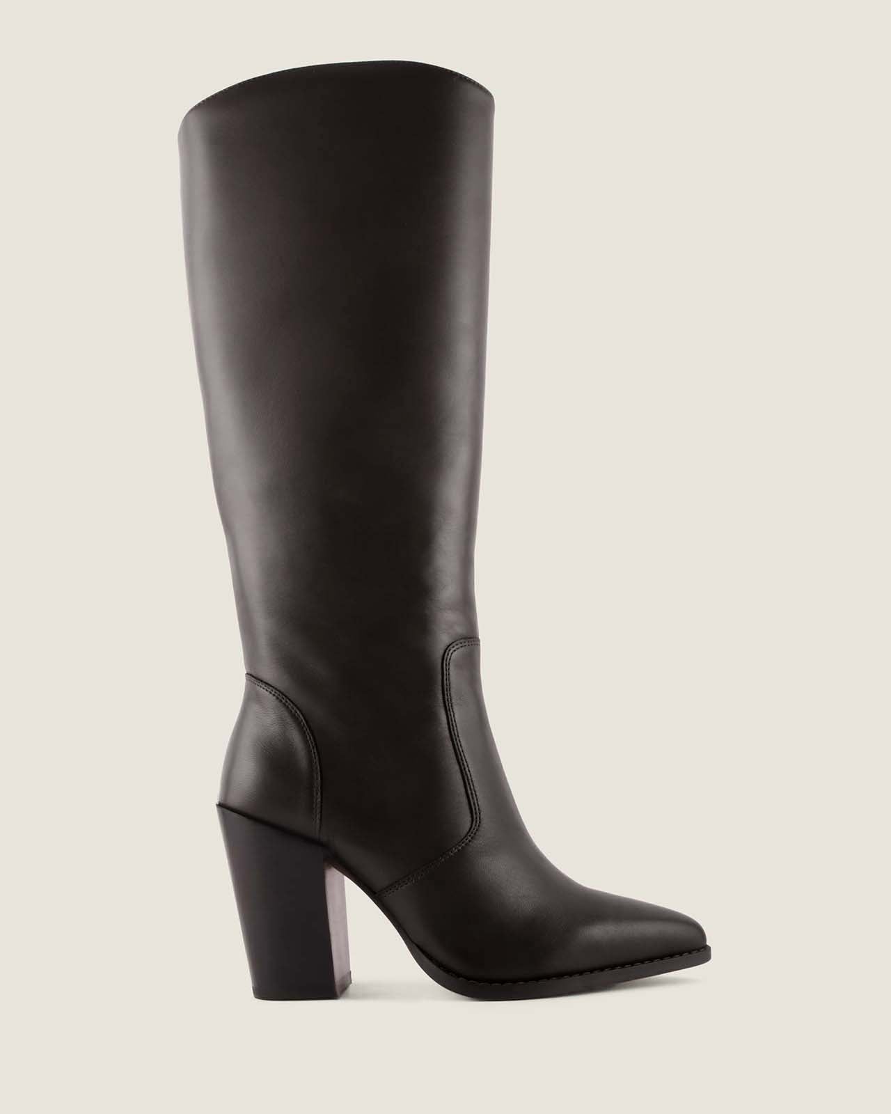 RORY HEEL LONG BOOTS BLACK LEATHER