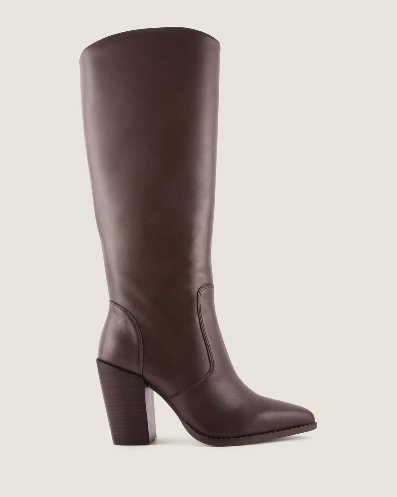 RORY HEEL LONG BOOTS BROWN LEATHER