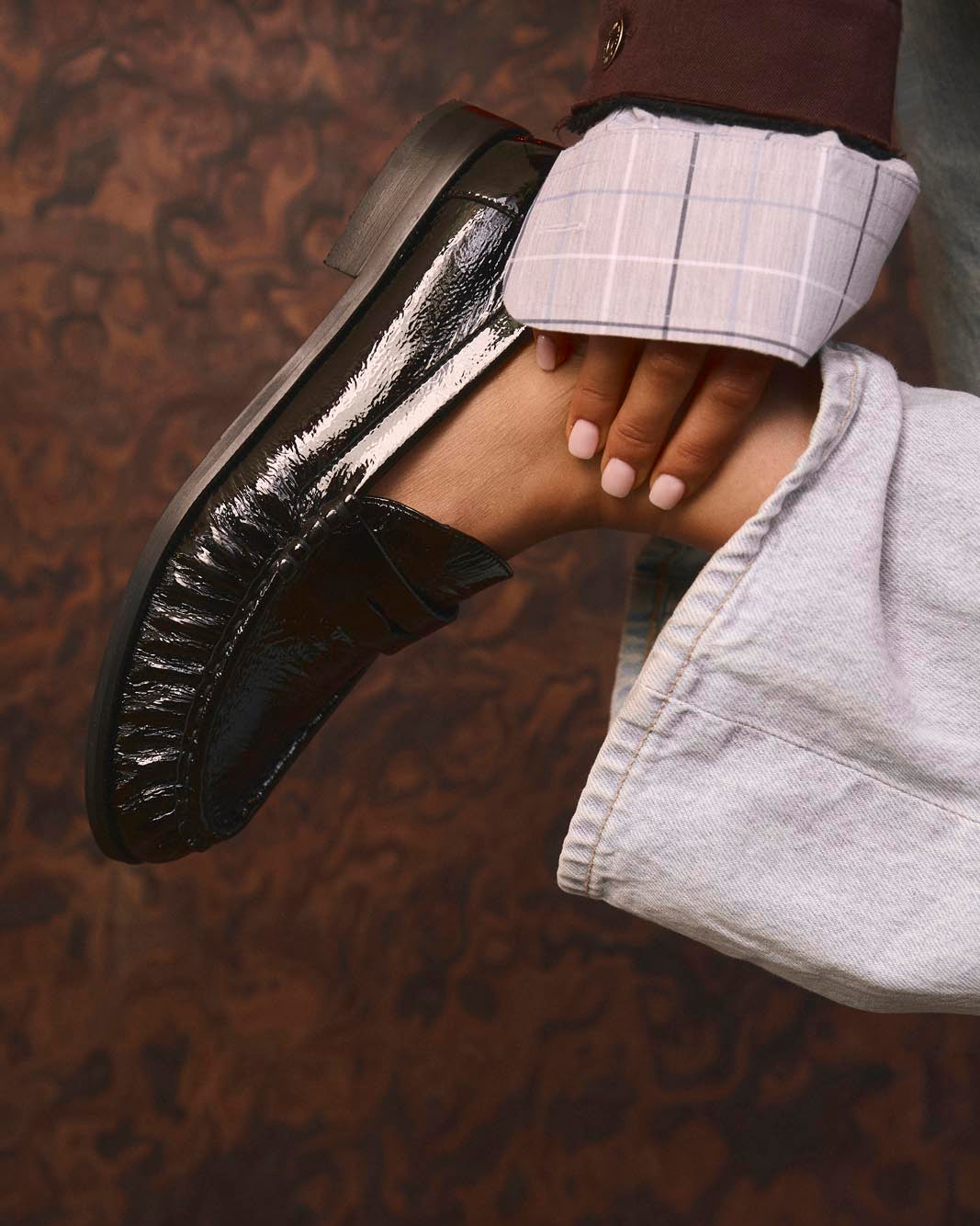 LOUDI LOAFERS BLACK CRINKLE PATENT