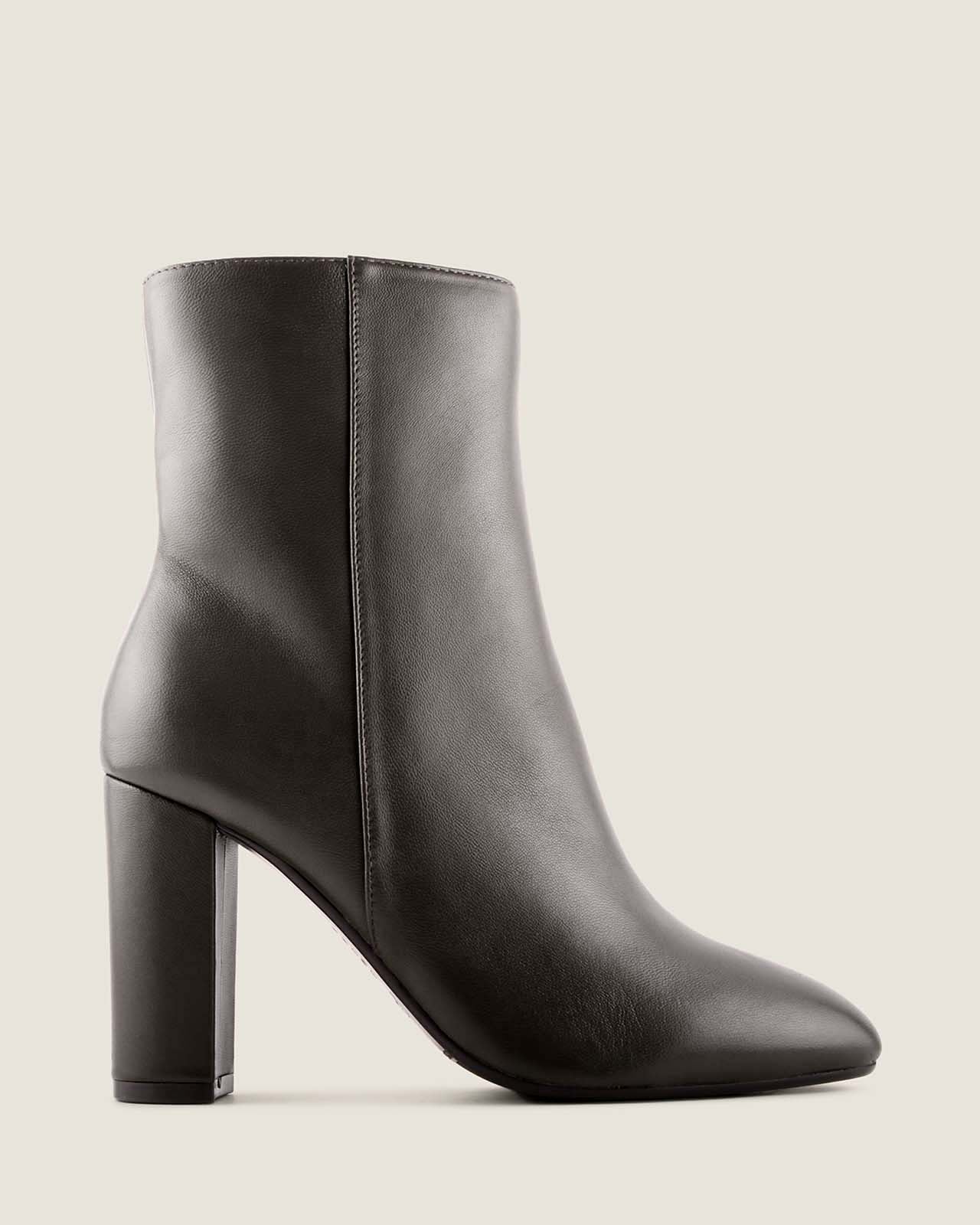 STELLA HEEL ANKLE BOOTS BLACK LEATHER