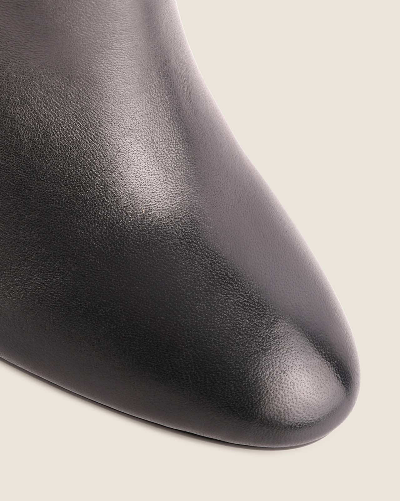 Close-up of a black leather shoe sole on a light background